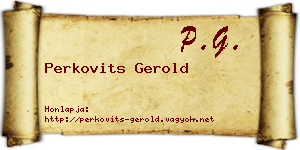 Perkovits Gerold névjegykártya